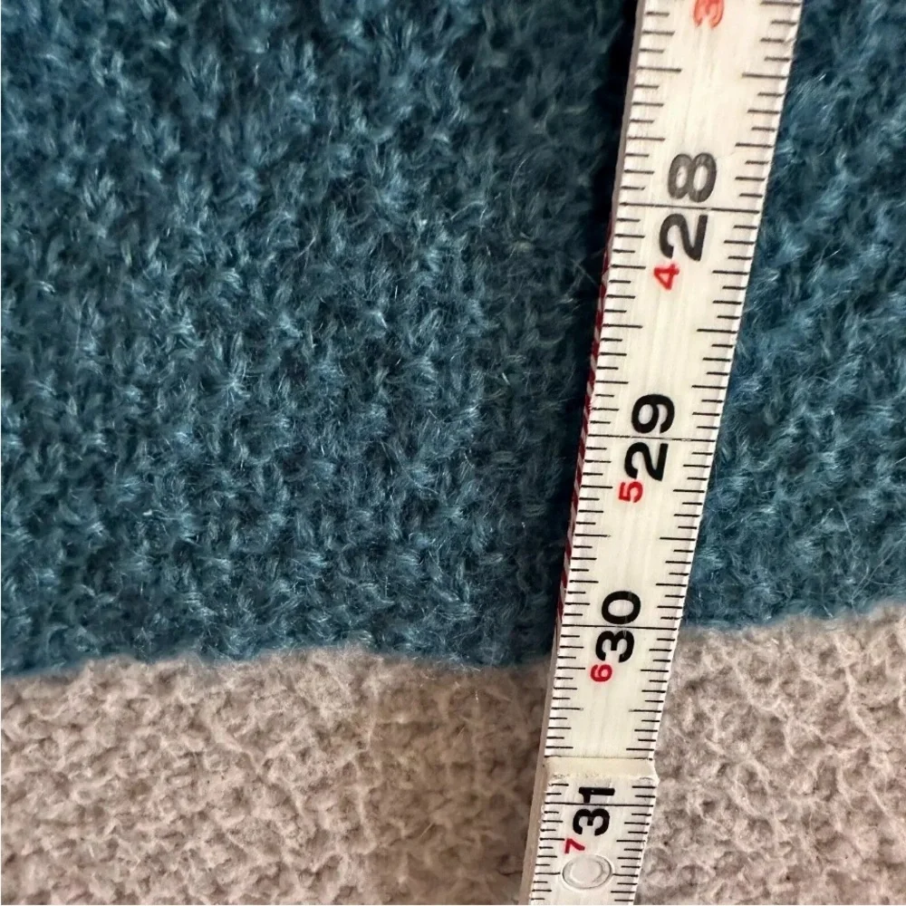 Anthropologie Regan Mix Stitch Knitted Knotted Cardigan Teal + Sea Green Small